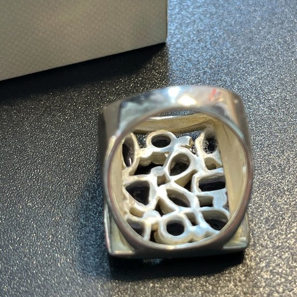 Sterling Silver w Purple Crystal Ring } Size 10 - Picture 3 of 5